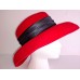 LAMPSHADE CHURCH HAT Derby Hat Red With Black Band And Bow 100% Wool  eb-00165185